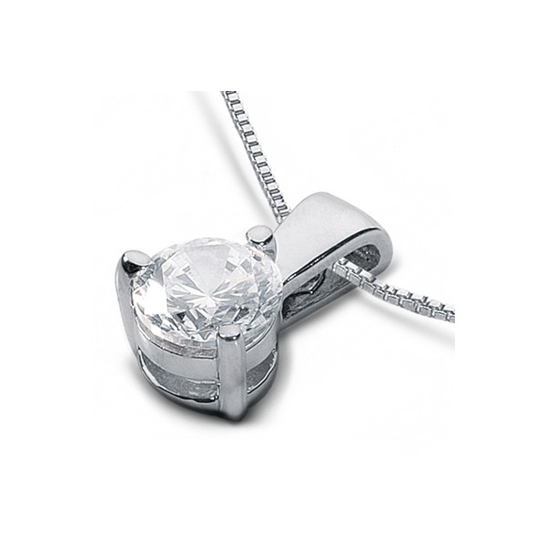 0.58ct G SI1 Round Natural Diamond White Gold Classic Solitaire Pendant