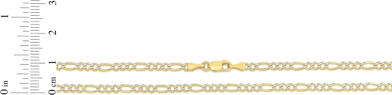 Floreo 10k Two-Tone Gold 2.5mm White Pave Figaro Chain Link Necklace