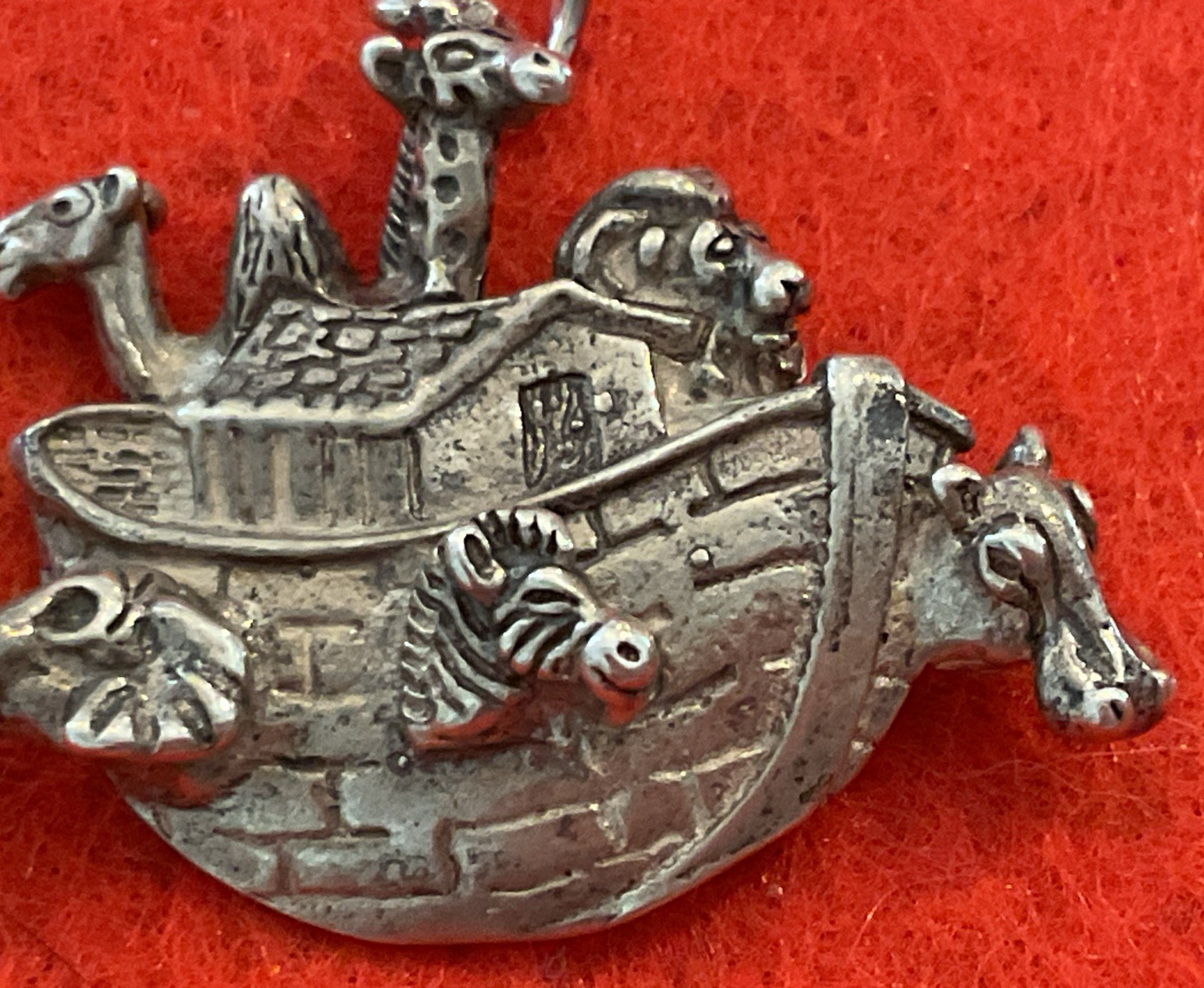 Noah’s Ark 1.2″ Sterling Charm Pendant Giraffe Camel Zebra Hippo Lion 5.5g