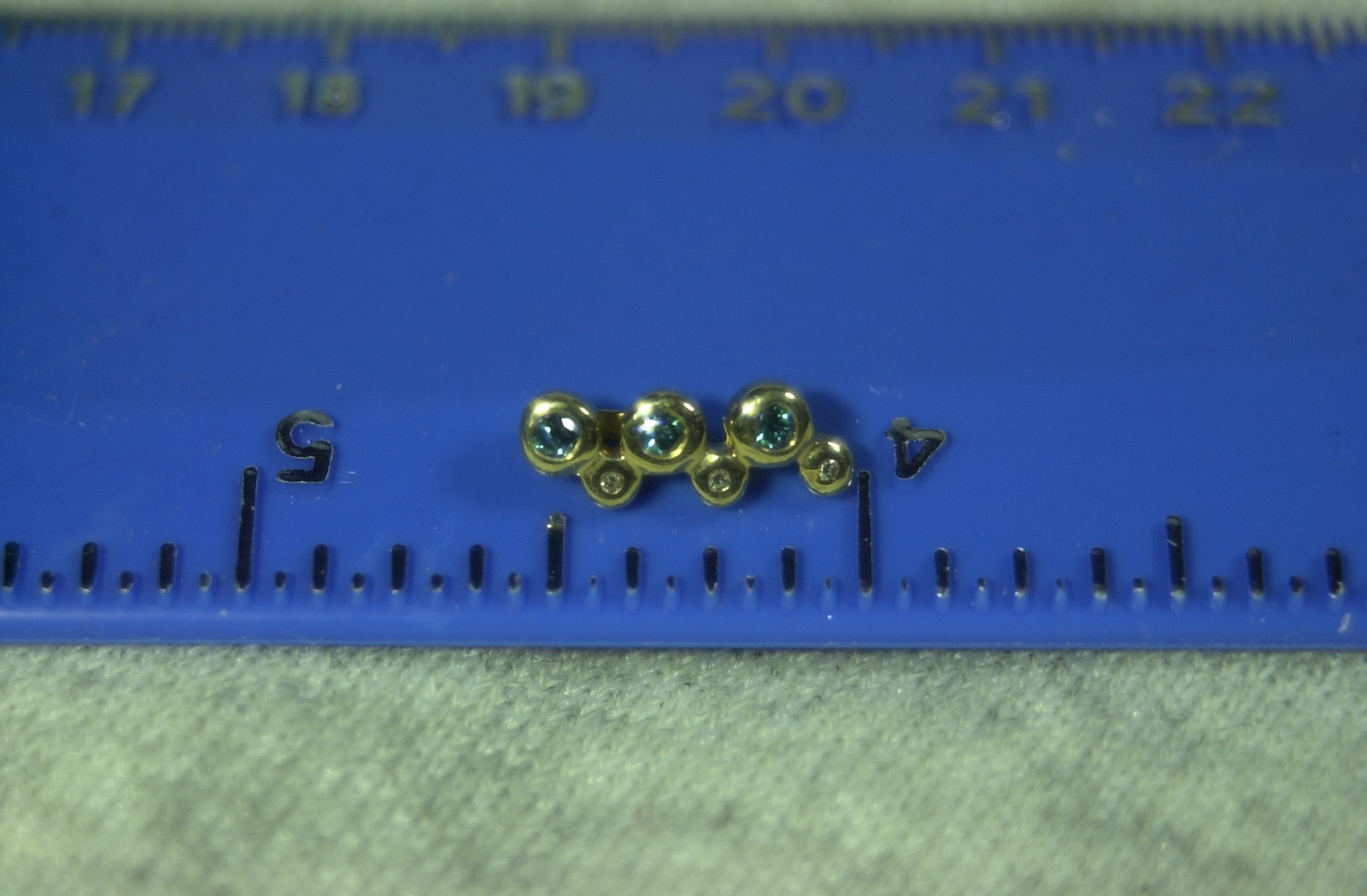Genuine Gems TV 14K Gold Staggered Bezel Blue & White Diamond Pendant – 1.2g