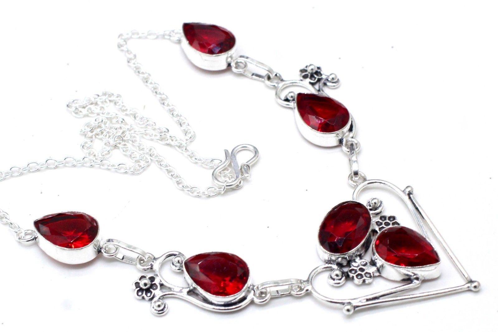 Mozambique Garnet Gemstone Handmade 925 Sterling Silver Jewelry Necklace 18″