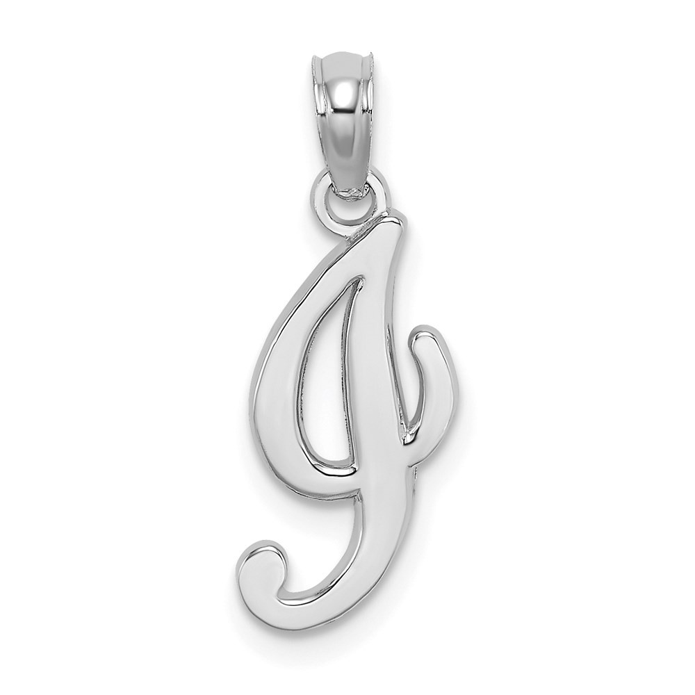 10K White Gold Polished Medium Script Initial I Letter Charm Pendant