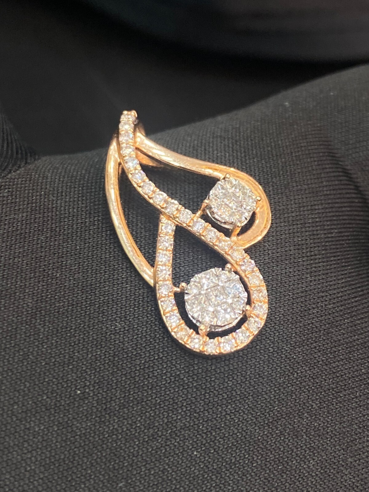 Pave 0.75 Cts Round Brilliant Cut Natural Diamond Pendant In 14K Rose Gold