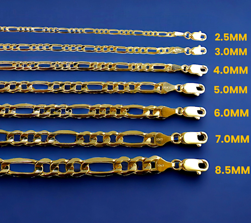 10K Yellow Gold 2mm-11mm SOLID Figaro Chain Necklace All Sizes Real Gold