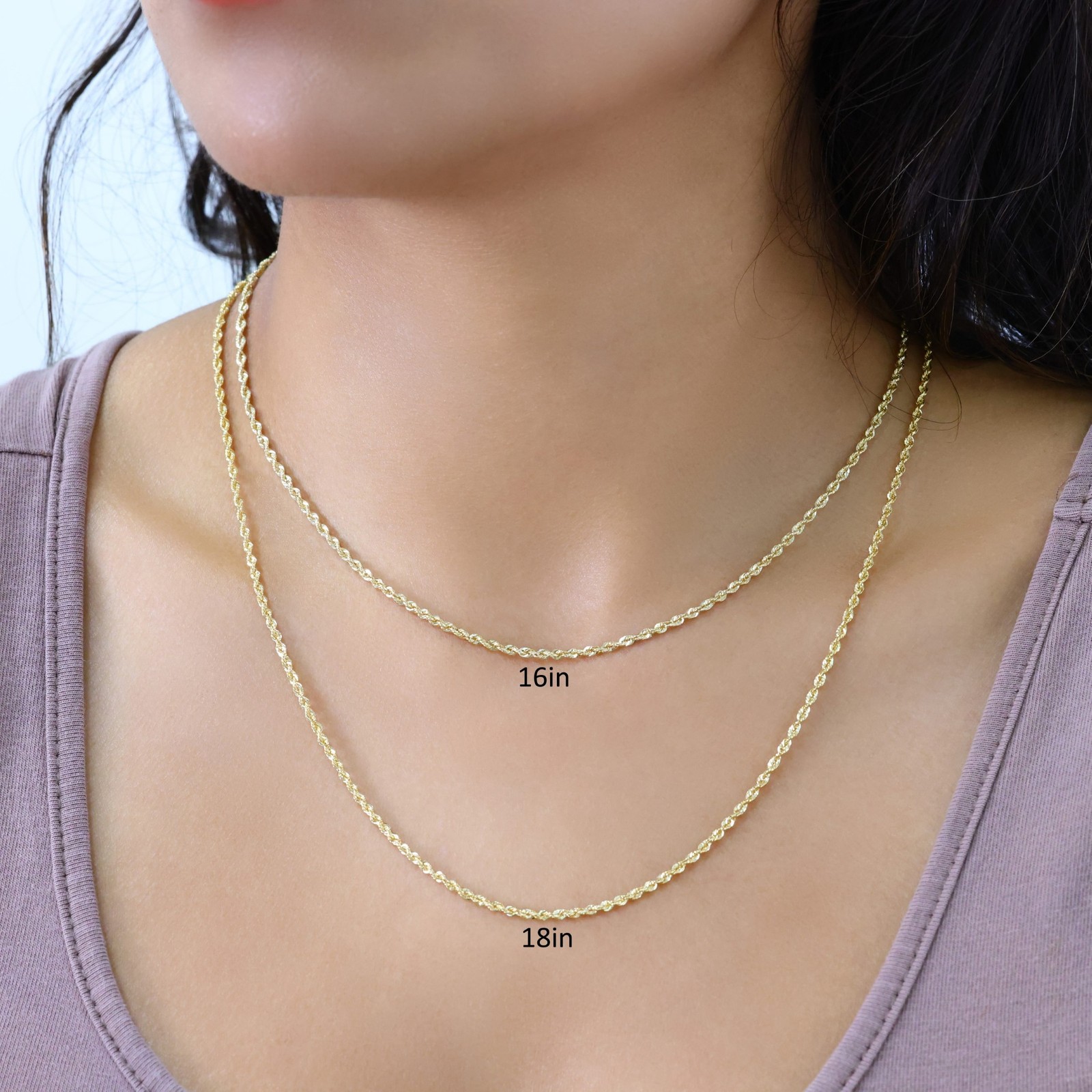 10K Yellow Gold 2mm Rope Chain Laser Diamond Cut Necklace Mens Womens 16″- 30″