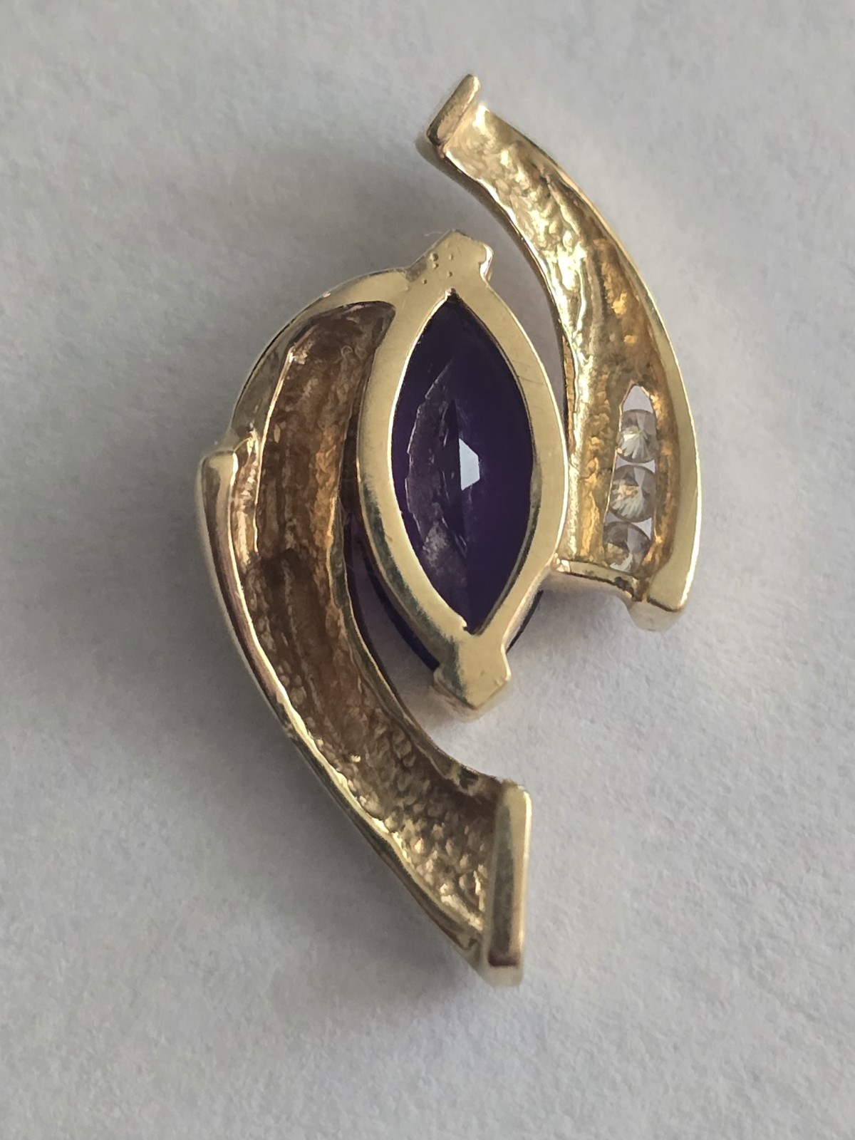 14K Yellow Gold Marquise Purple Amethyst Prong-Set Pendant