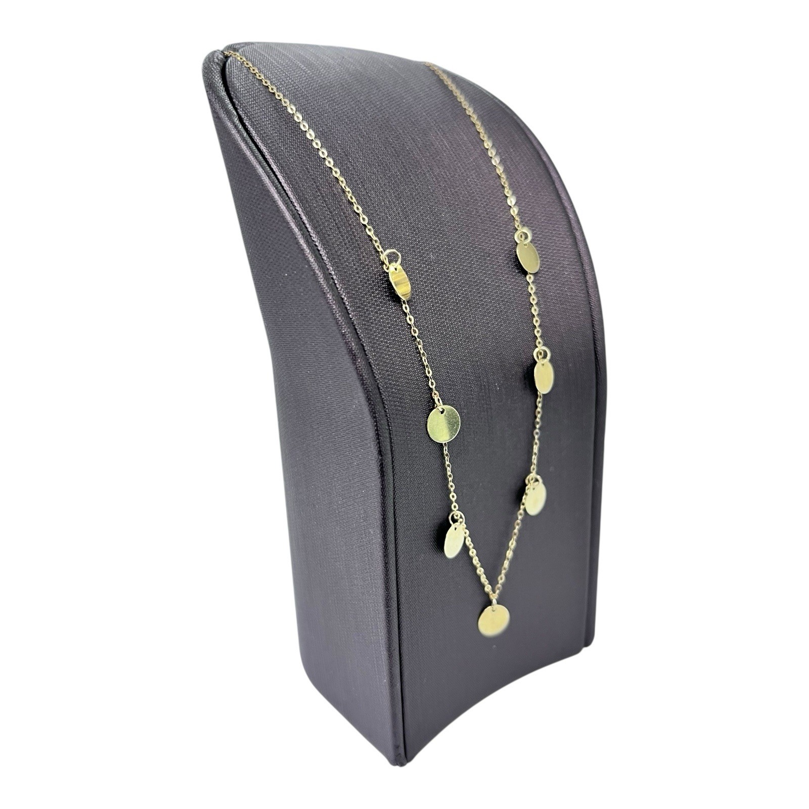 9ct 9k Yellow Gold Disc Charm + Cable Choker Chain Necklace 1.07 Grams 34cm. New