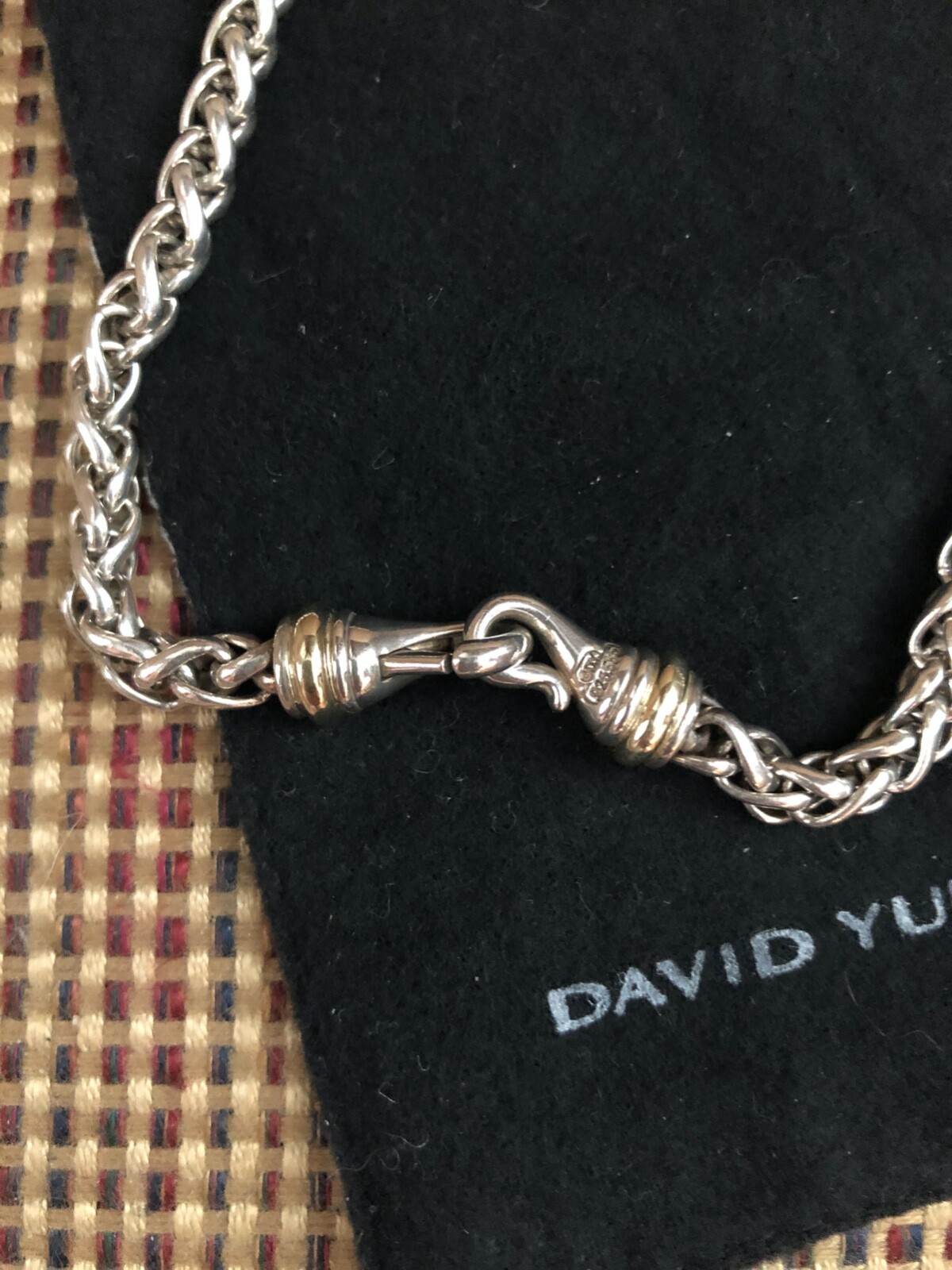DAVID YURMAN WHEAT CHAIN NECKLACE-14K YELLOW GOLD & STERLING SILVER-6MM-RETIRED!