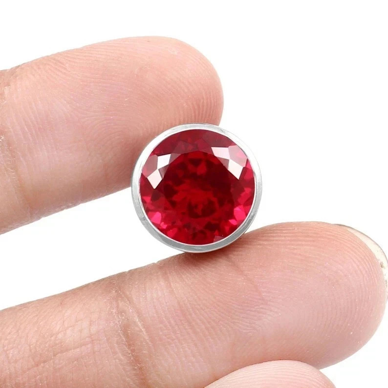 13 Ct Certified Natural Red Ruby Pendant in 925 Sterling Silver with Chain