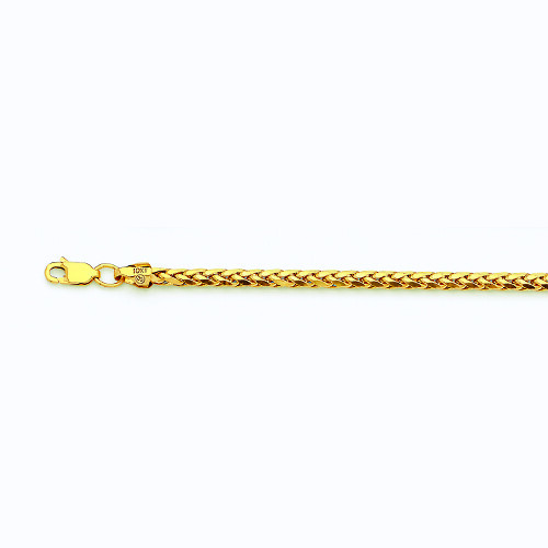 10k Yellow Gold 2.5mm-5mm Wheat Palm Chain Bracelet Size 7″-30″ Hollow
