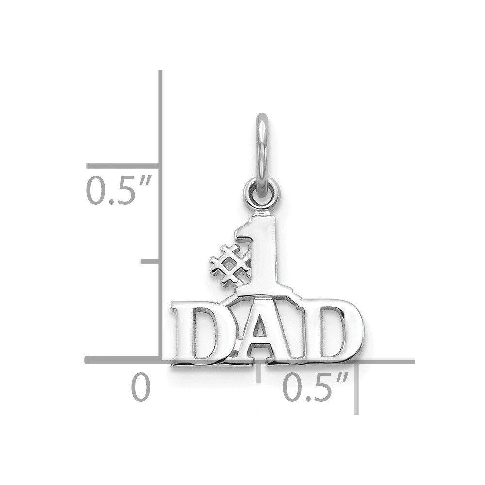 10k White Gold #1 Dad Charm Pendant 0.49gm L-17 mm, W-13 mm
