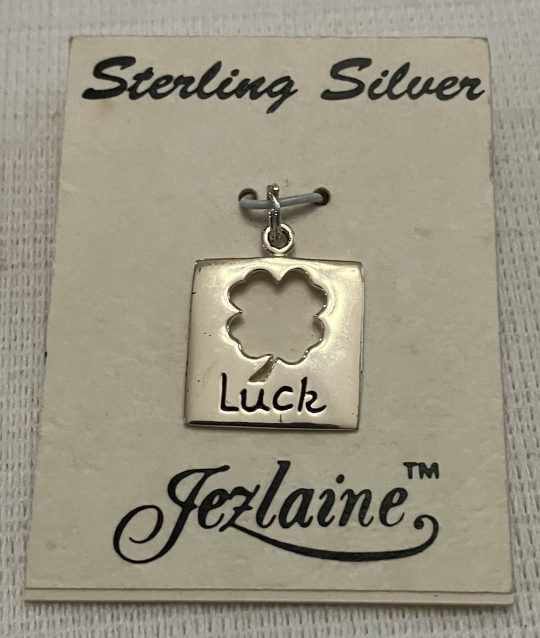 Sterling Silver Thai 925 LUCK 4 Leaf Clover Charm/Pendant Jezlaine NEW 5/8″