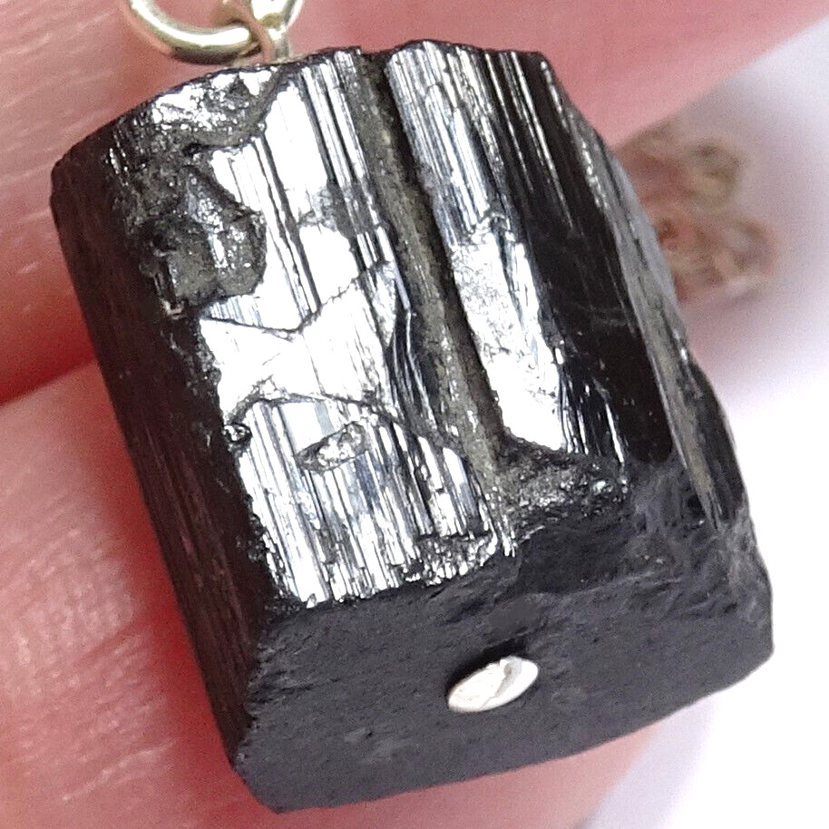 Crystal Raw Black Tourmaline Necklace Root Chakra Jewelry 925 Silver Chain Video