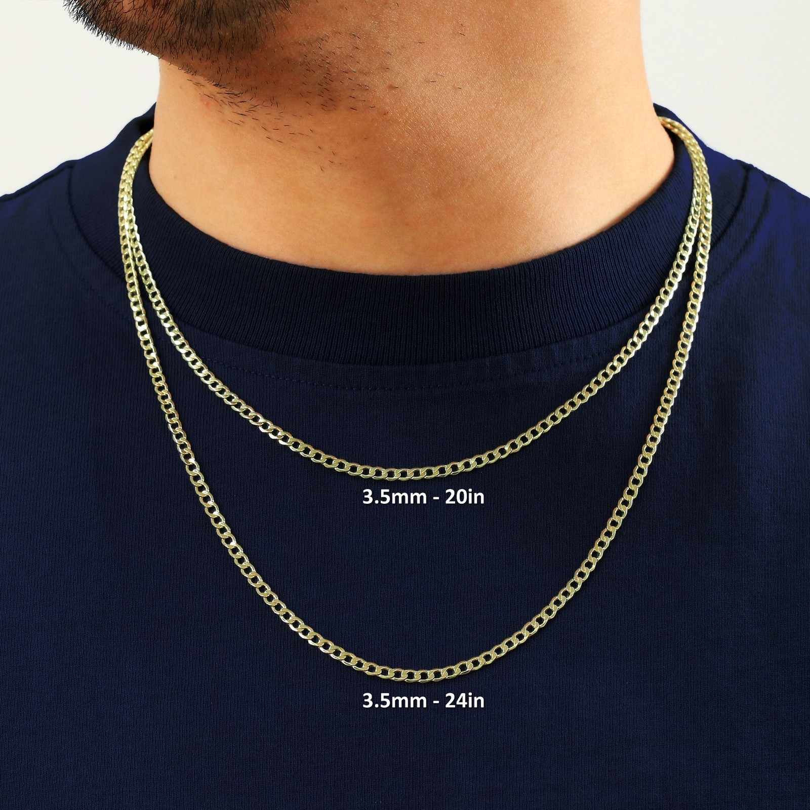 10K Yellow Gold 3.5mm Curb Cuban Link Chain Pendant Necklace Mens Womens 16″-30″