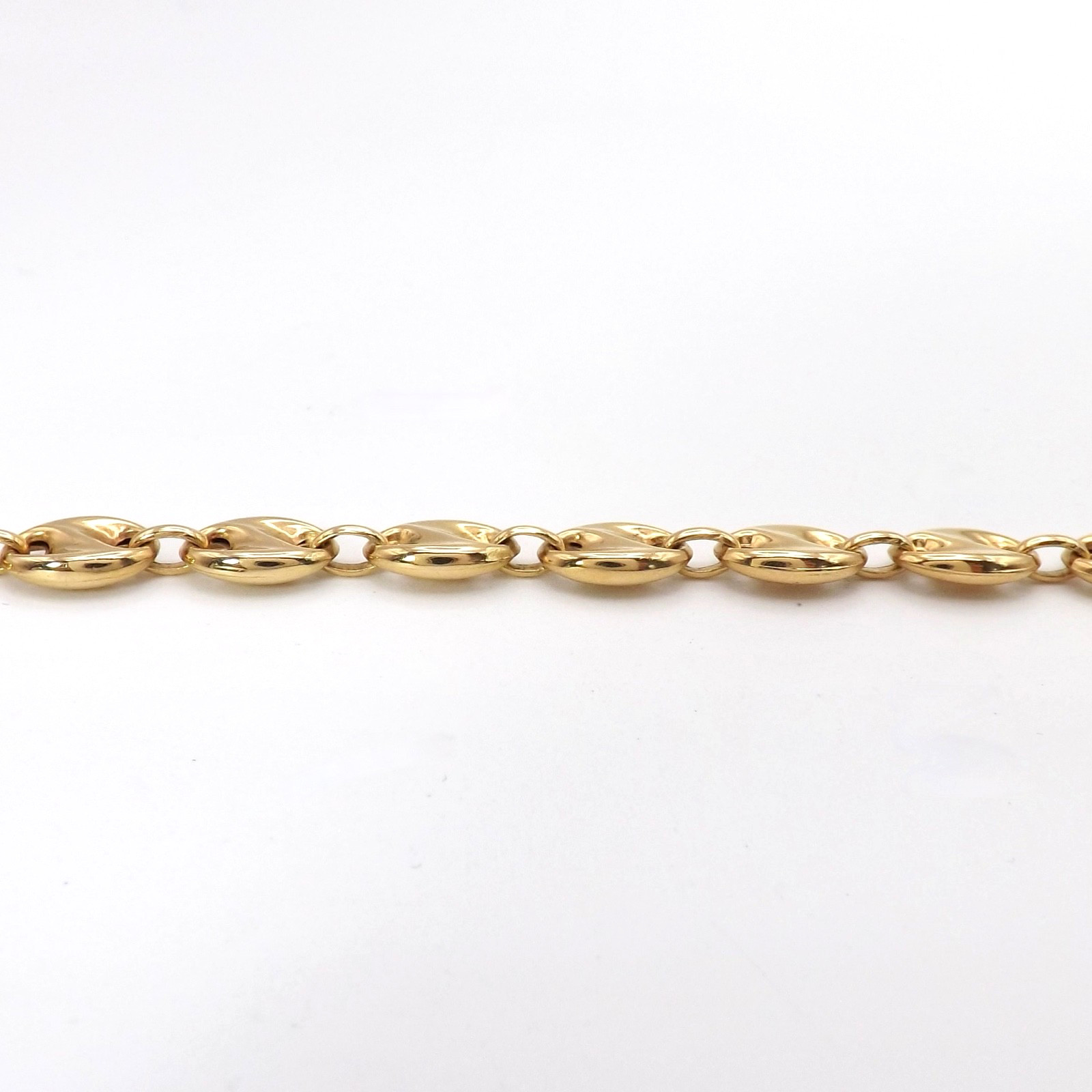 Solid 18K Gold Mariner Coffee Bean Link Necklace 750 Italy Europa Oro New 23.5in