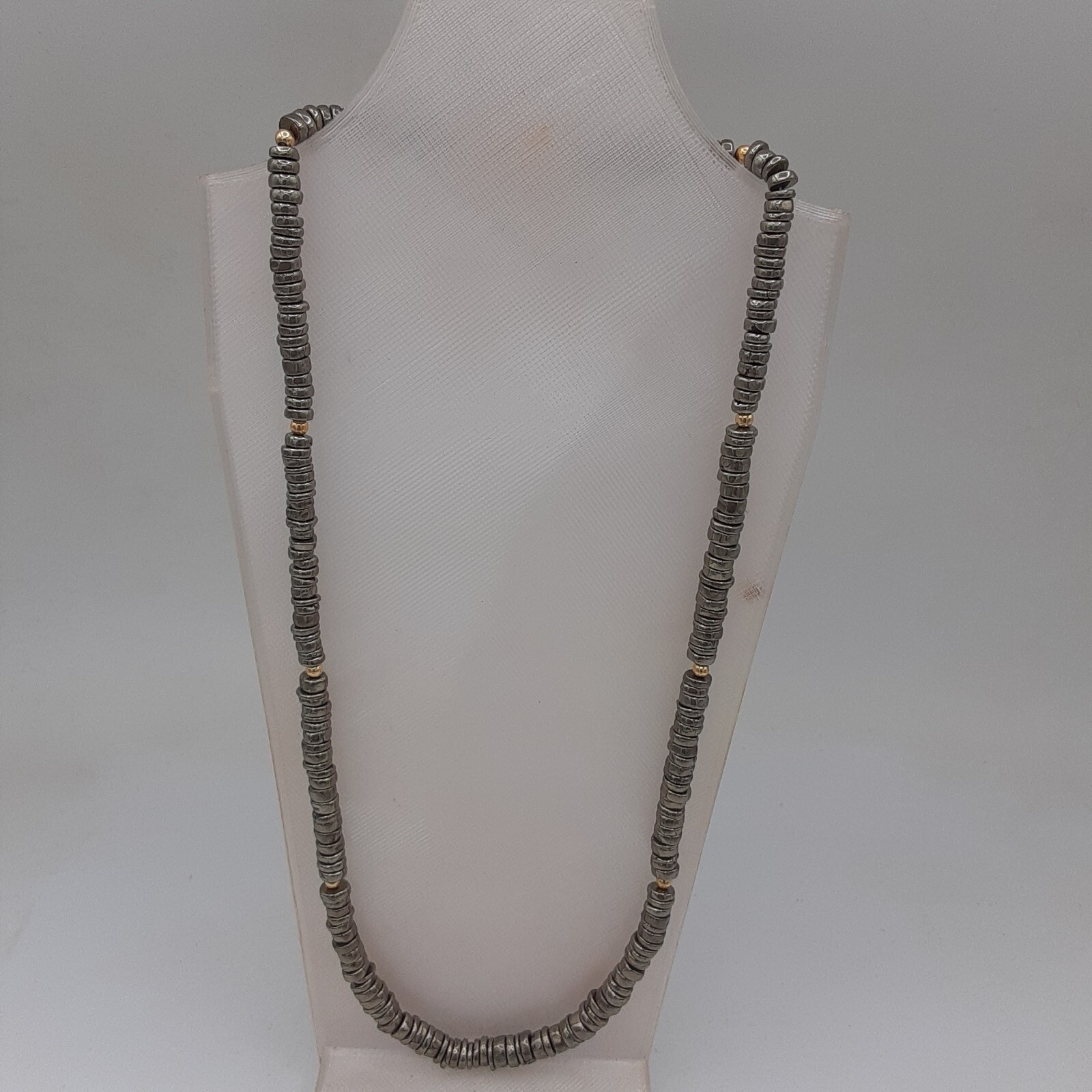 Pyrite Beaded Necklace ( 18-20 ) Vermeil YG Over Sterling Silver 200 ctw Unisex
