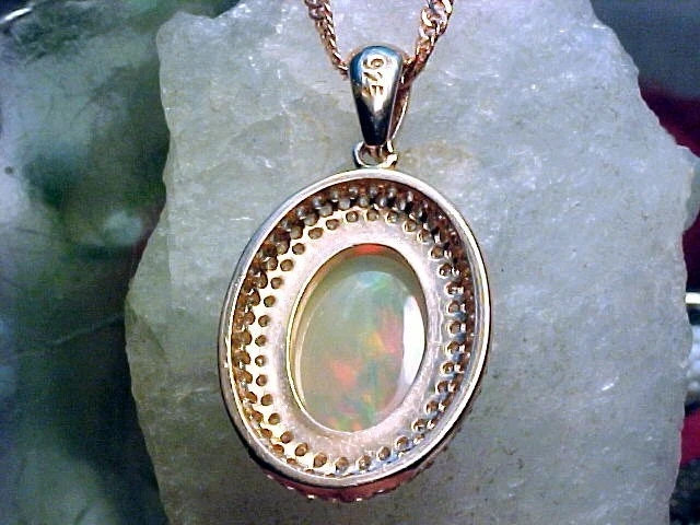 4.5ctw Opal and White Sapphire RGP Sterling Silver Pendant Necklace