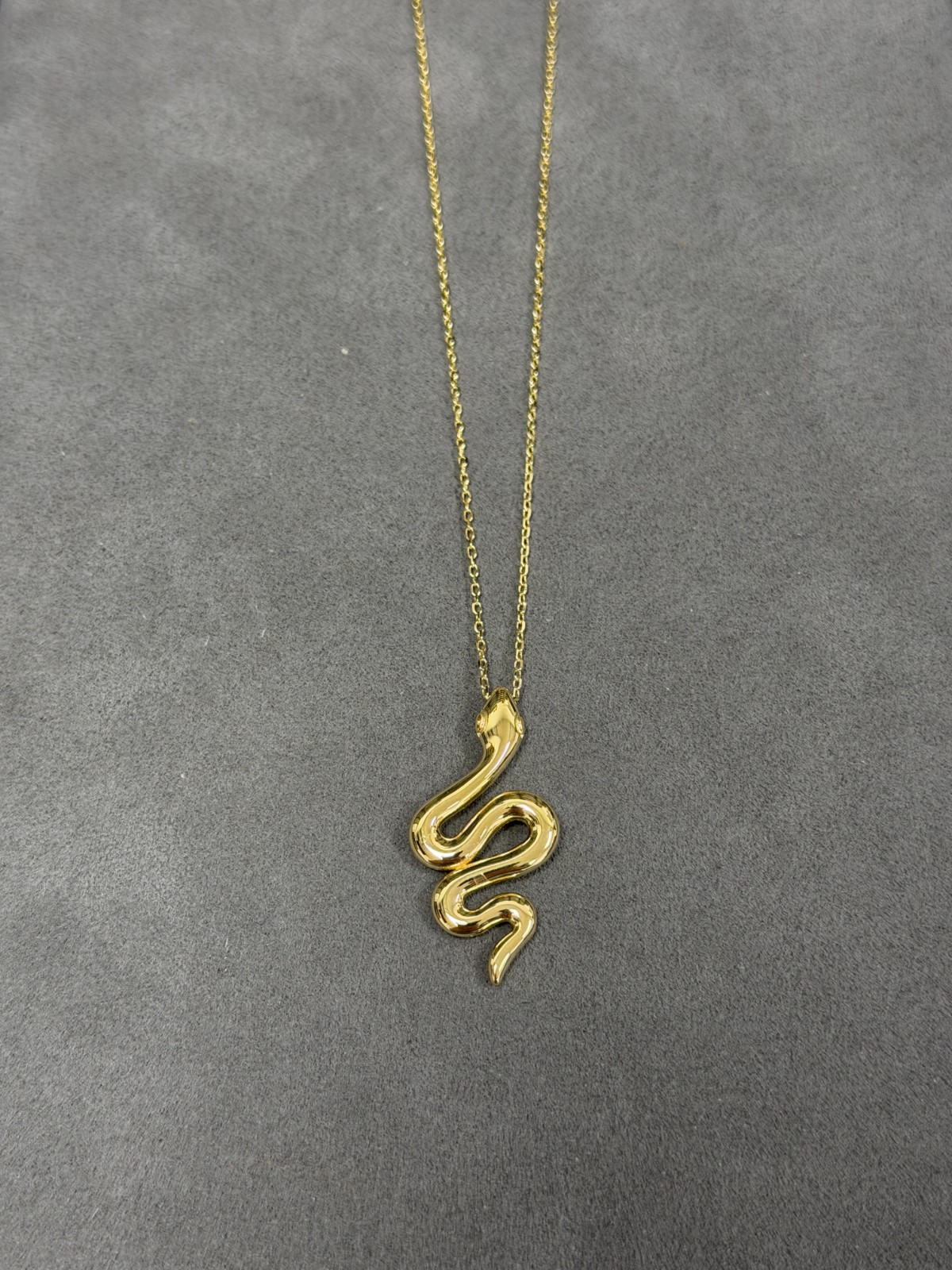 Solid 14k Yellow Gold Snake Serpent Pendant Necklace 18 Inch – Brand New