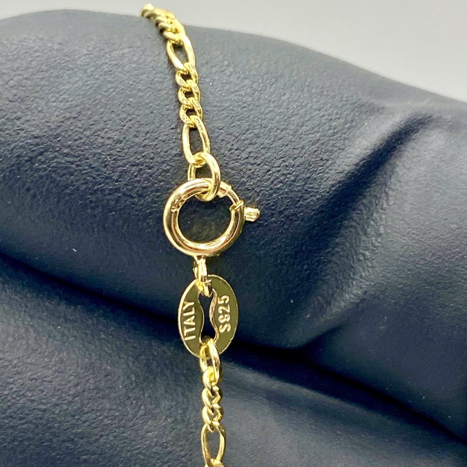 925 Sterling Silver Figaro Chain Necklace 18” 1.6mm Gold Vermeil Option