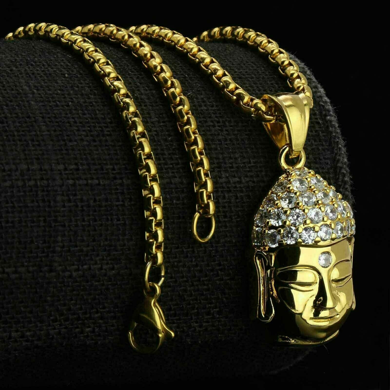 2.00Ct Round Cut Real Moissanite Buddha Pendant 14k Yellow Gold Plated