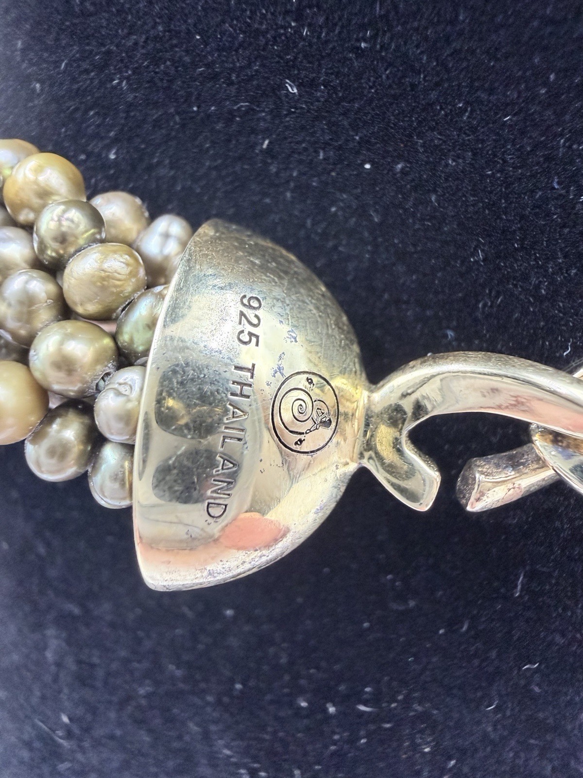 Sterling Silver Thailand Multi Strand Freshwater Peacock Pearl Necklace 42.45g