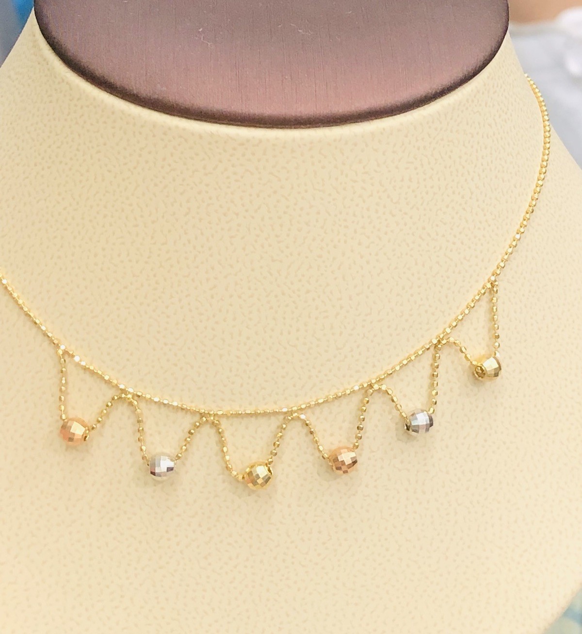 14KT YELLOW ROSE WHITE GOLD NECKLACE SIZE 17” LONG WEIGHT 3.2g NEW