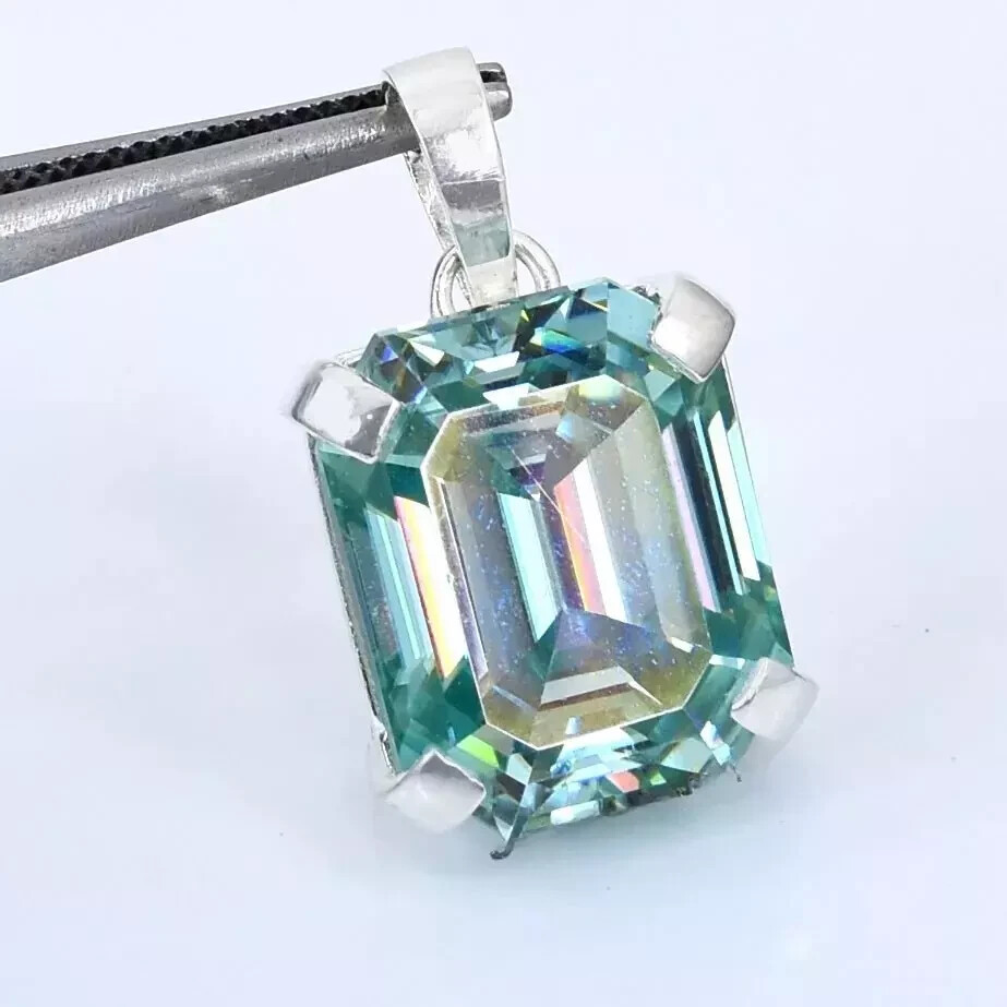RARE 13.30 Ct Blue Treated Diamond Solitaire Pendant, Amazing Shine & Luster