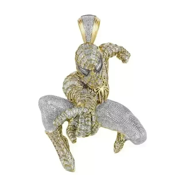 Men’s Cartoon Pendant 14K Yellow Gold Plated 4.00Ct Round Cut Moissanite Silver
