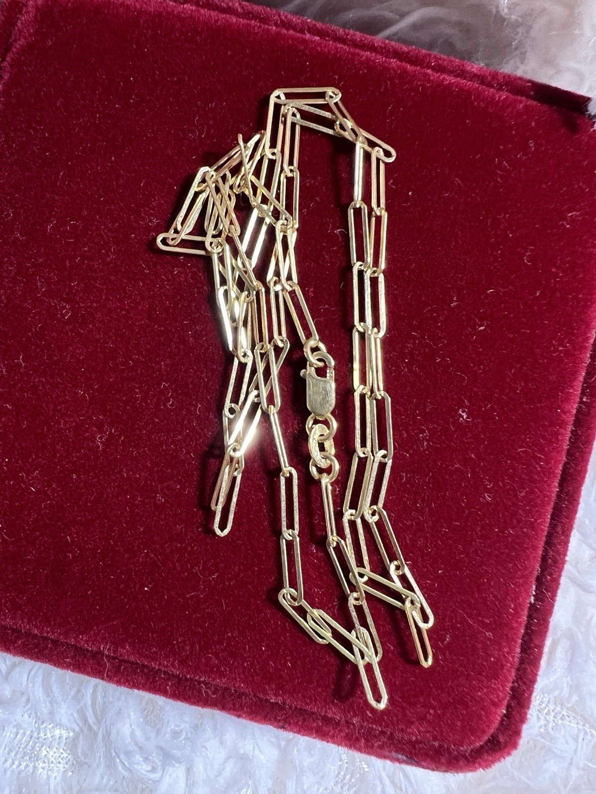 Solid 18k Yellow 18k Gold Paper clip Design Size 20” Long