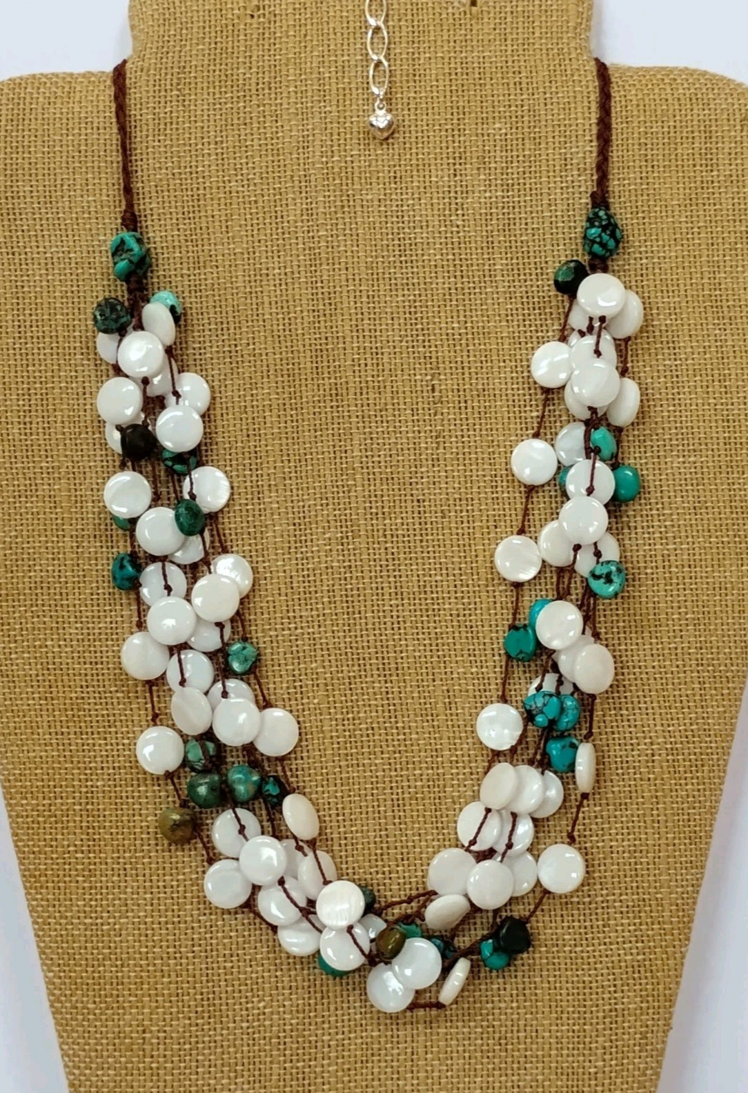 Jay King Mine Finds Mother of Pearl Turquoise Knotted Cord Layered Necklace