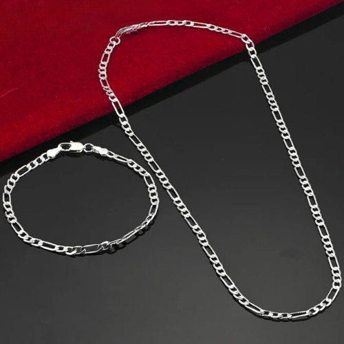 925 Sterling Silver 4MM Chain Bracelet Necklace for Men Women Wedding Gifts