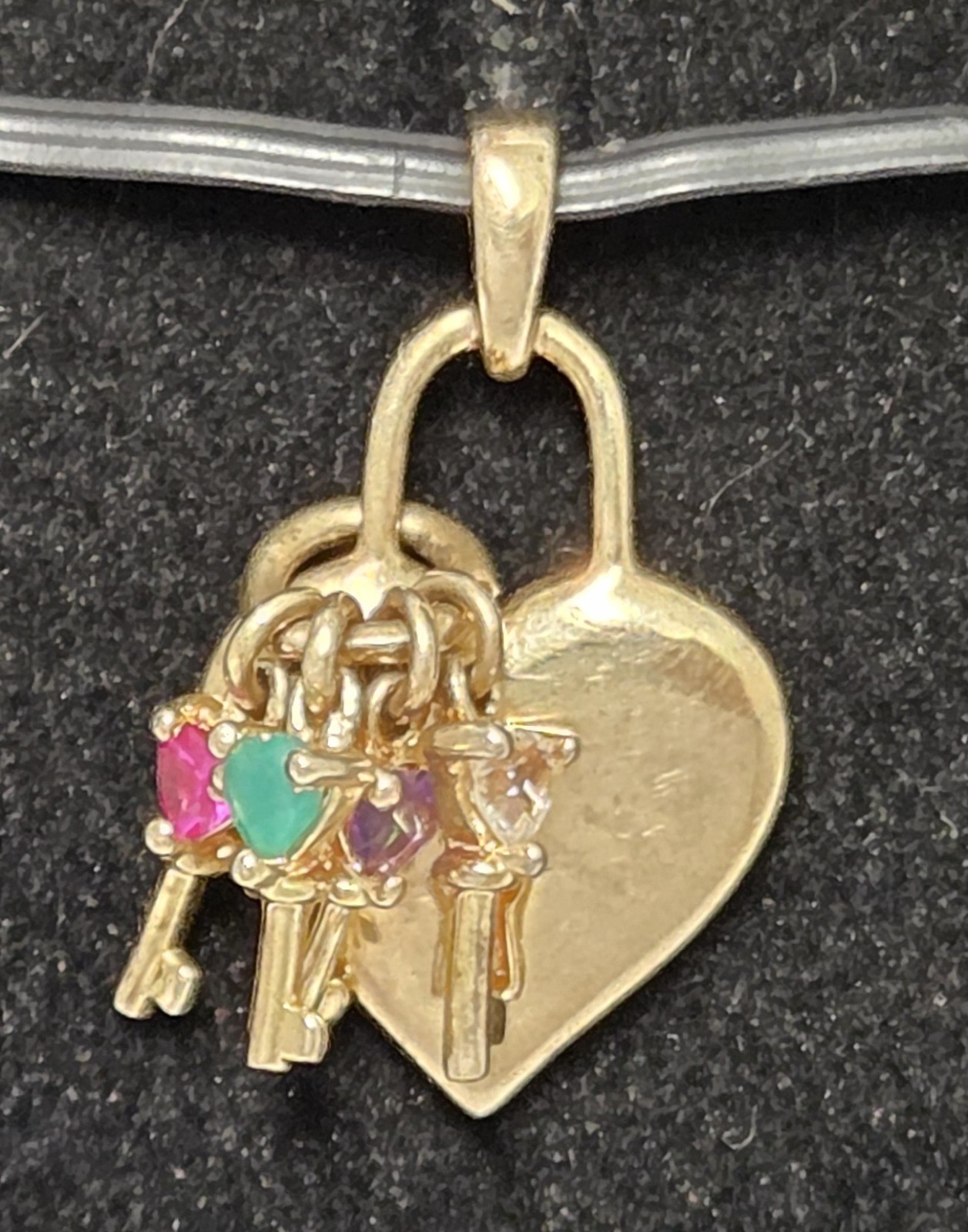 Keys To Her Heart Lock Pendant MOM Mother 10K GP over 925 Birthstones Vtg ACTM