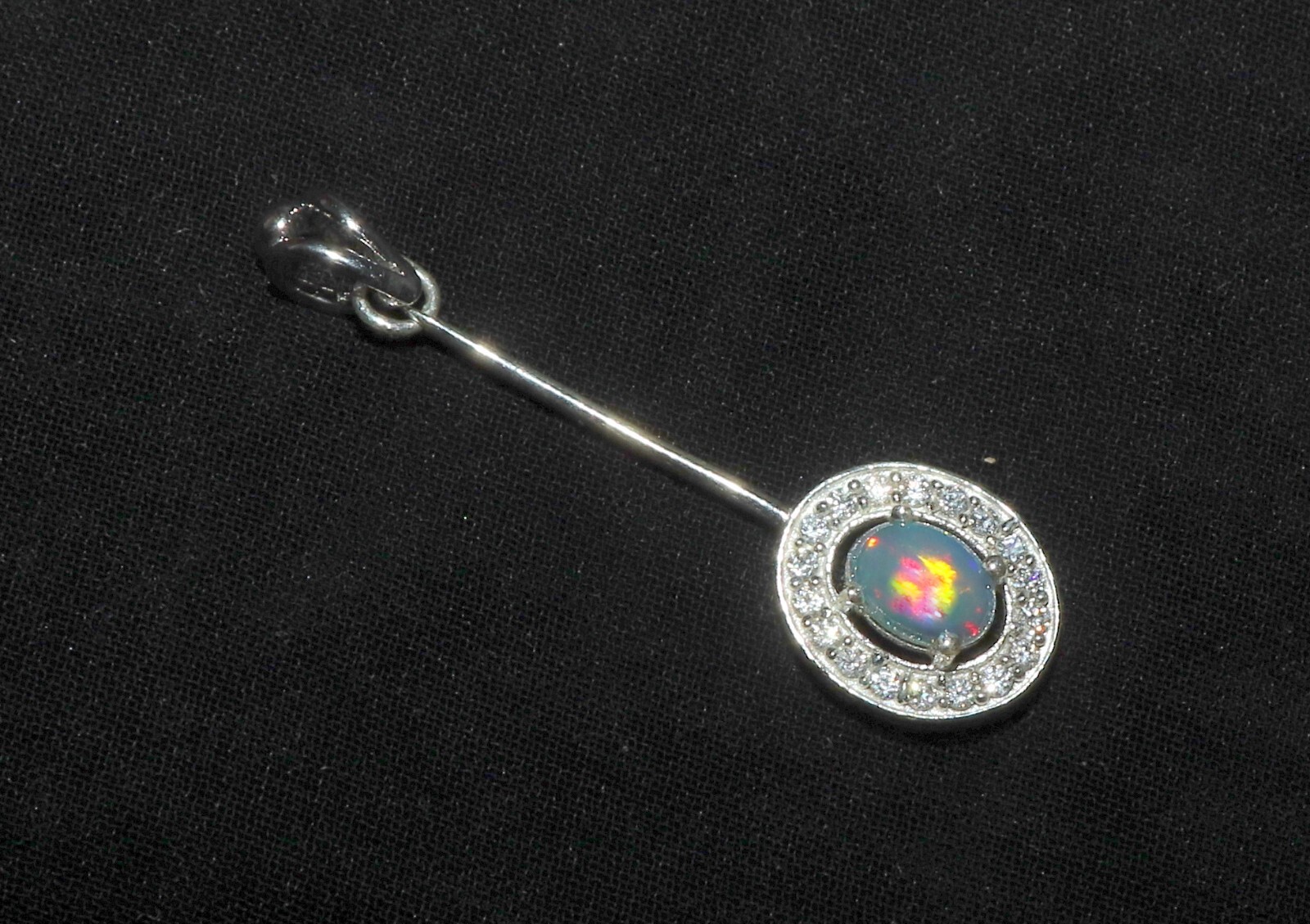 Natural Ethiopian opal pendant with sterling silver valentine gift for her 40 mm