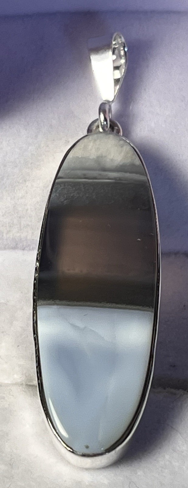 2.25 Inch Owyhee Blue Banded Opal Sterling Silver Pendant