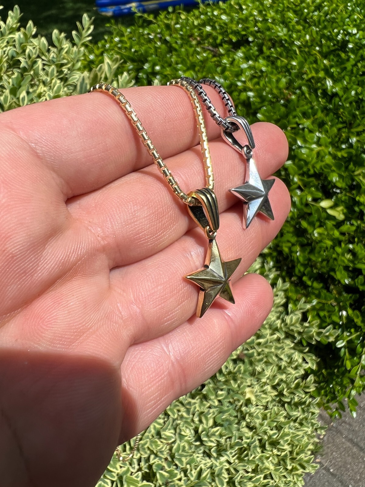 Real 925 Silver / 14k Gold Plated Star Superstar Oxidized Pendant Necklace Charm