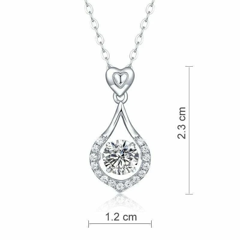 1Ct Lab Created Diamond Dancing Stone Tear Drop Necklace 14k White Gold Plated