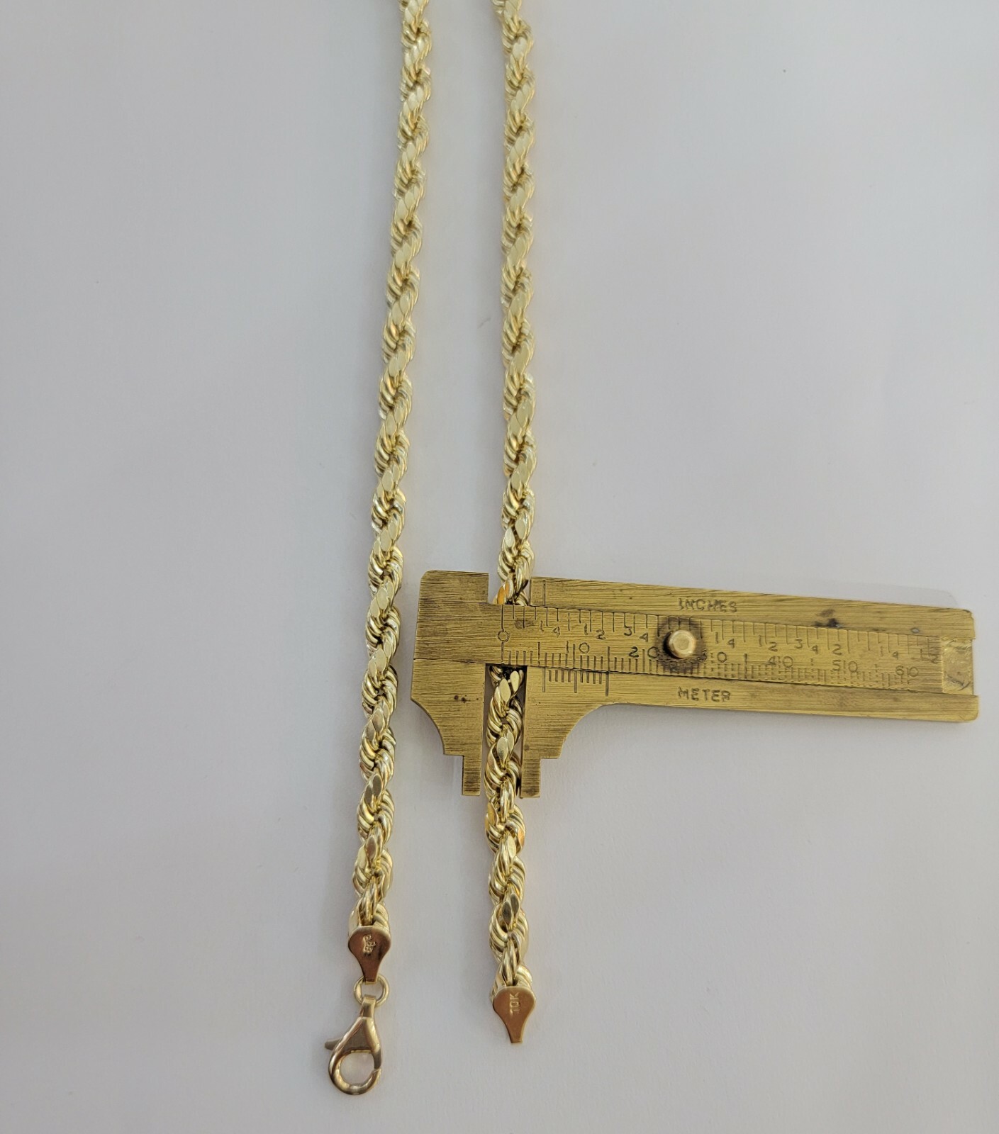 Real Gold 10k Rope Chain Necklace 5mm 18″-30″ Inch Yellow Gold Diamond Cut Men