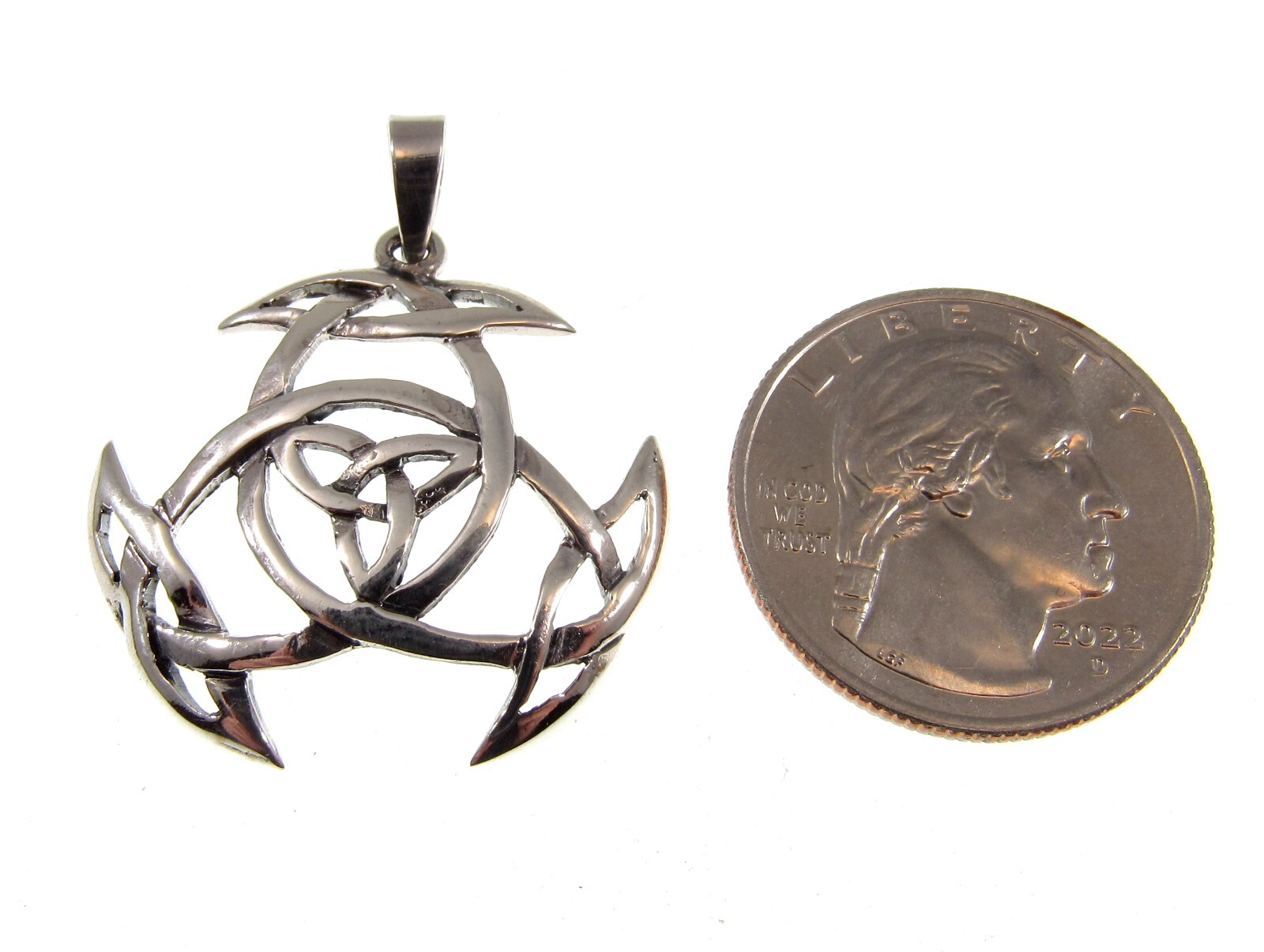 Solid 925 Sterling Silver Celtic Trinity Knot Triquetra Viking Shield Pendant