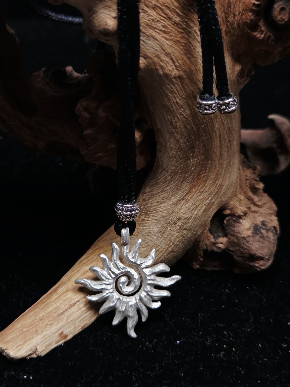 Solid 999 Fine Silver Sunburst Pendant 30-28-4mm 9g Handmade Bohemian Amulet