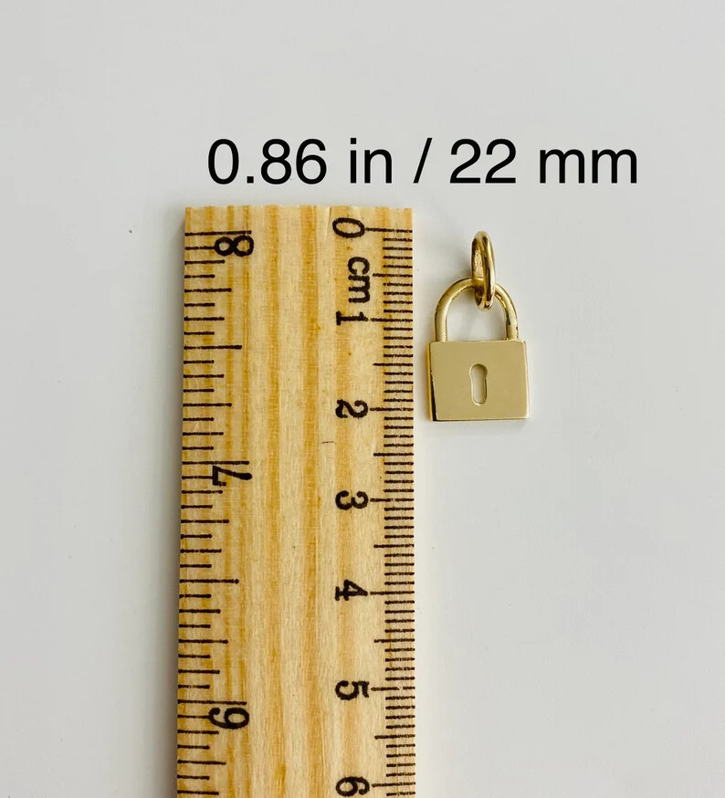 14k Solid Gold Padlock Pendant, 14K Solid Gold Lock Charm Pendant – T016