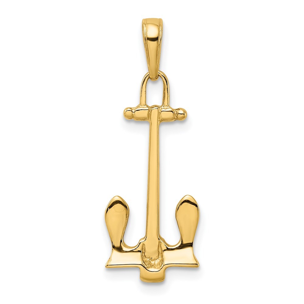 14k Yellow Gold Stockless Anchor Pendant