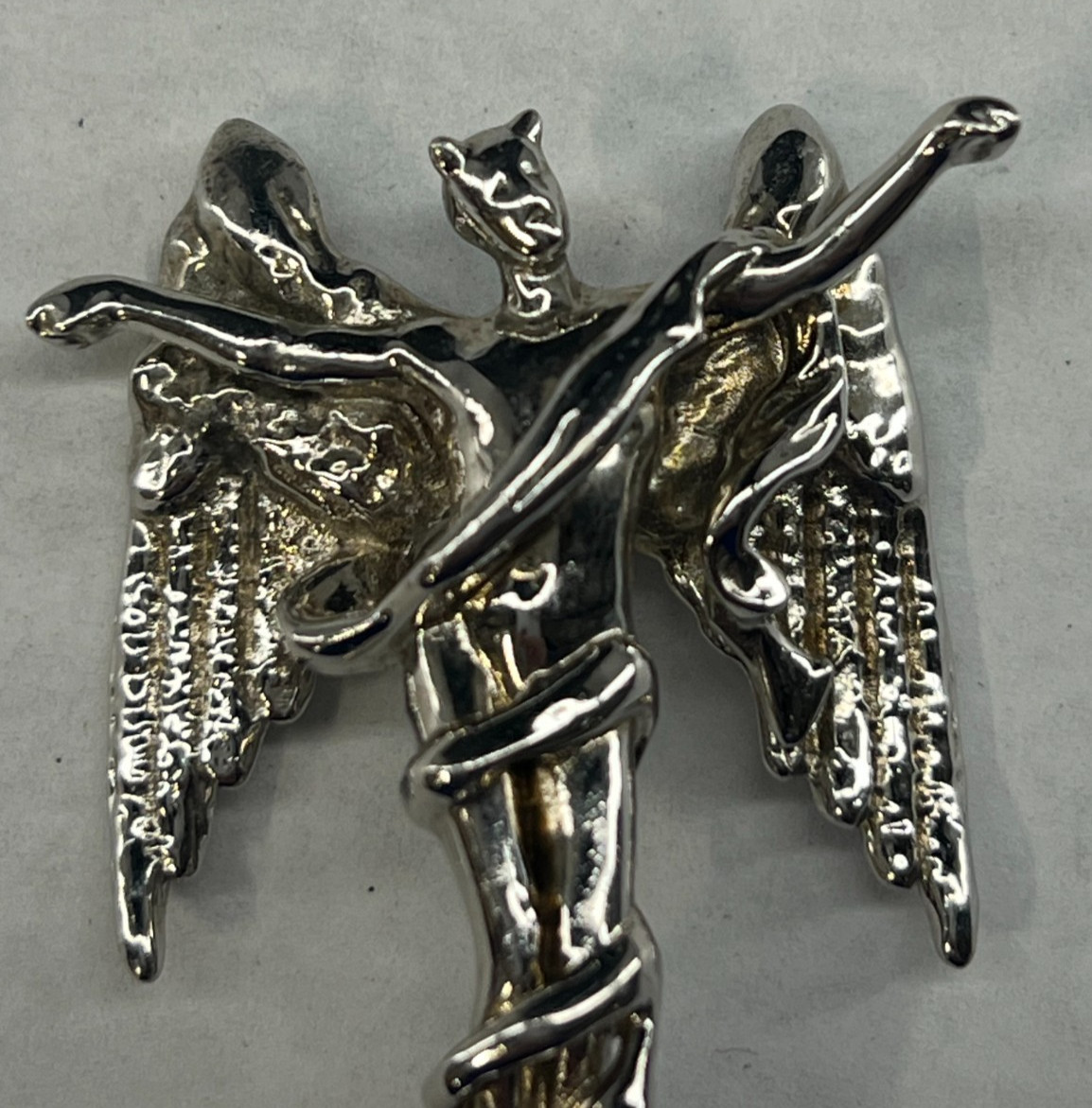 Hard Jewelry Sterling Silver Fallen Angel XL 2.25″ Pendant Lucifer Devil Biker