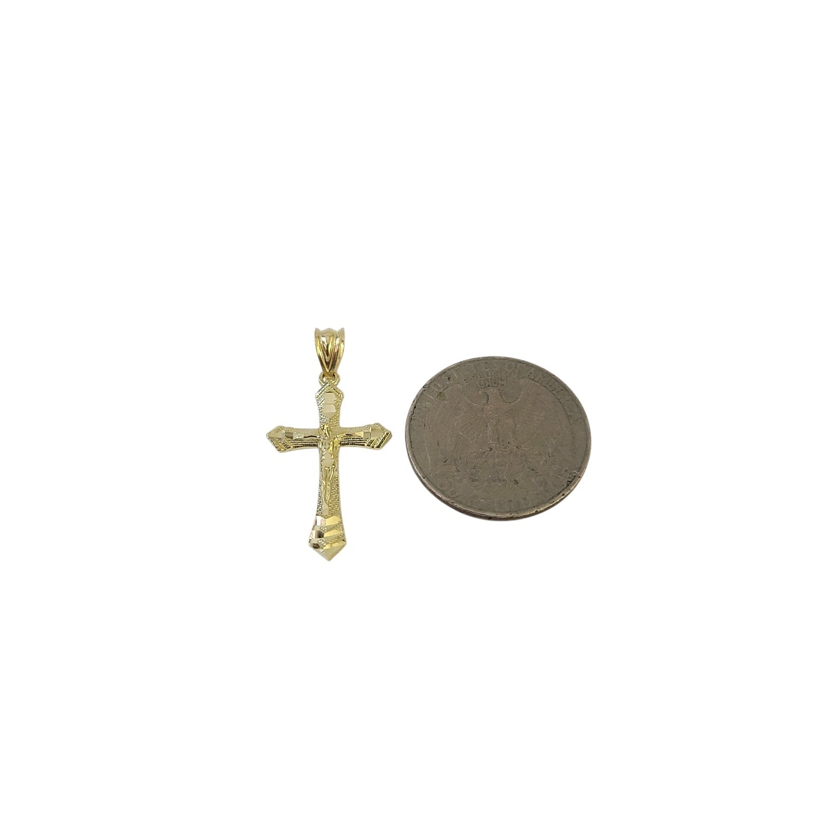 10K Gold Crucifix Cross Pendant 1.25″ Jesus Christ Charm Religious