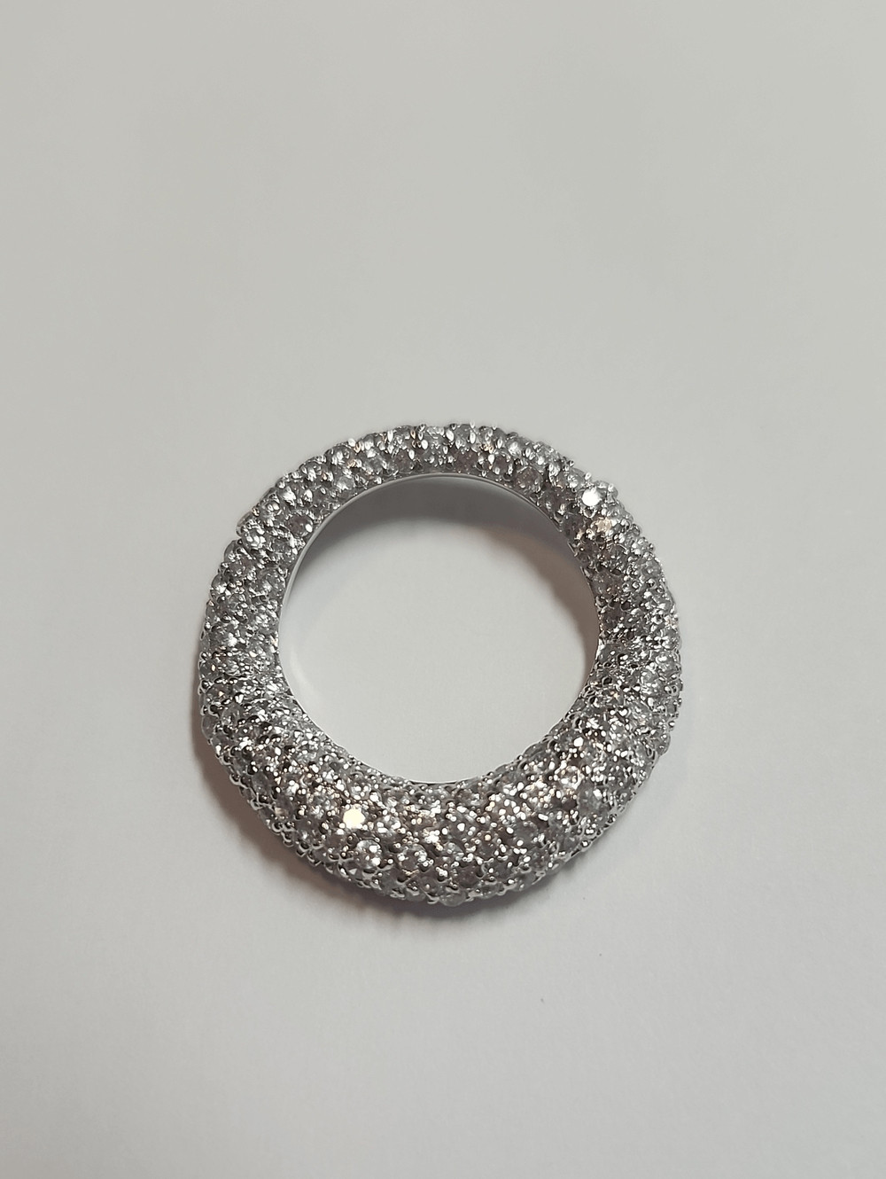 Sterling Silver Plated Pave Crystal Circle Pendant – Women’s Jewelry