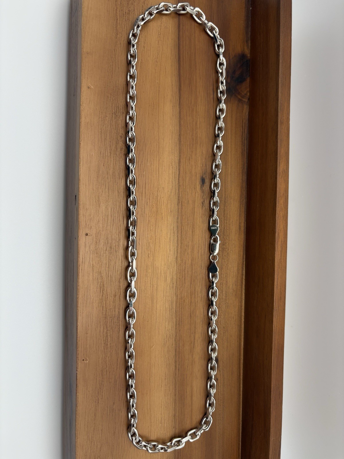 24 INCH 6MM STERLING SILVER HERMES CABLE ANCHOR LINK CHAIN RHODIUM 62.5G 925