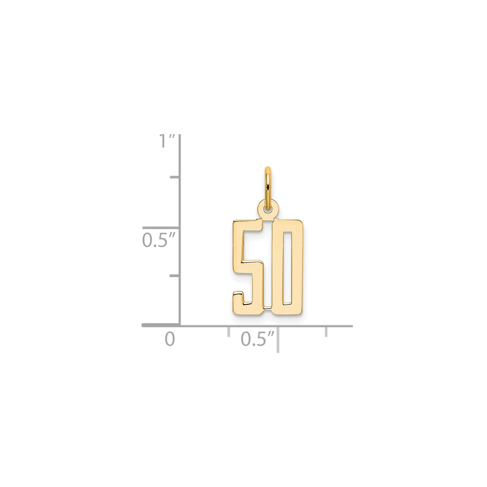 14k Yellow Gold Number 50 Pendant Milestone Charm for Birthday or Anniversary
