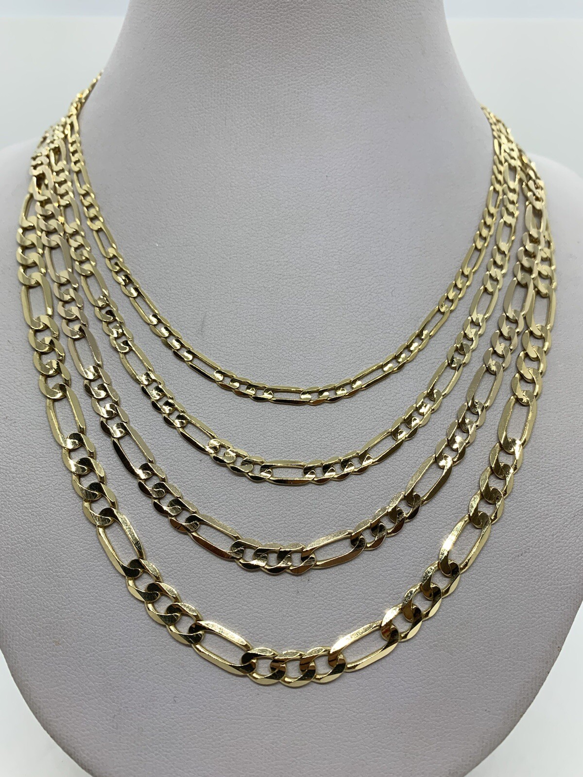 14K Solid Yellow Gold Figaro Link Chains Necklace Men’s/Women’s 4mm-6mm 18″-30″