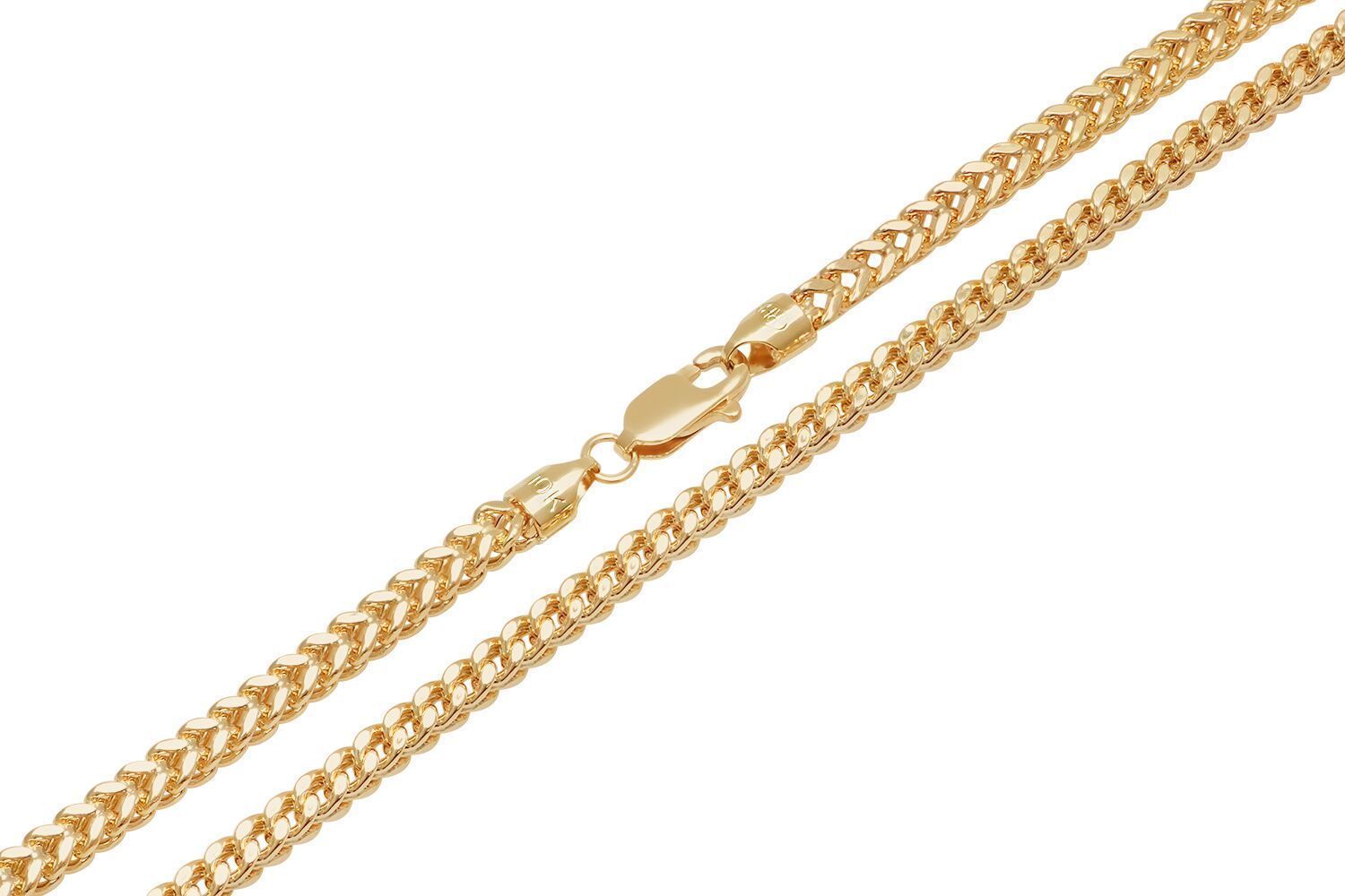 Brand New 10k Yellow Gold Franco Chain Necklace 1.5mm-6mm Sz 16″-40″ Hollow