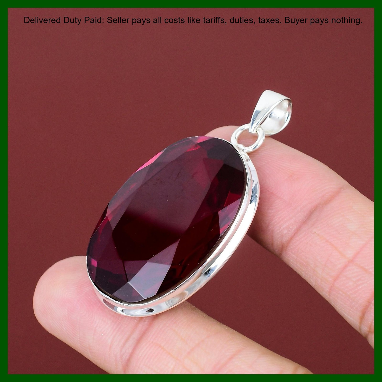 Oval Rubellite Stone Anniversary Sister Birthday Wedding Boho Pendant 925 Silver