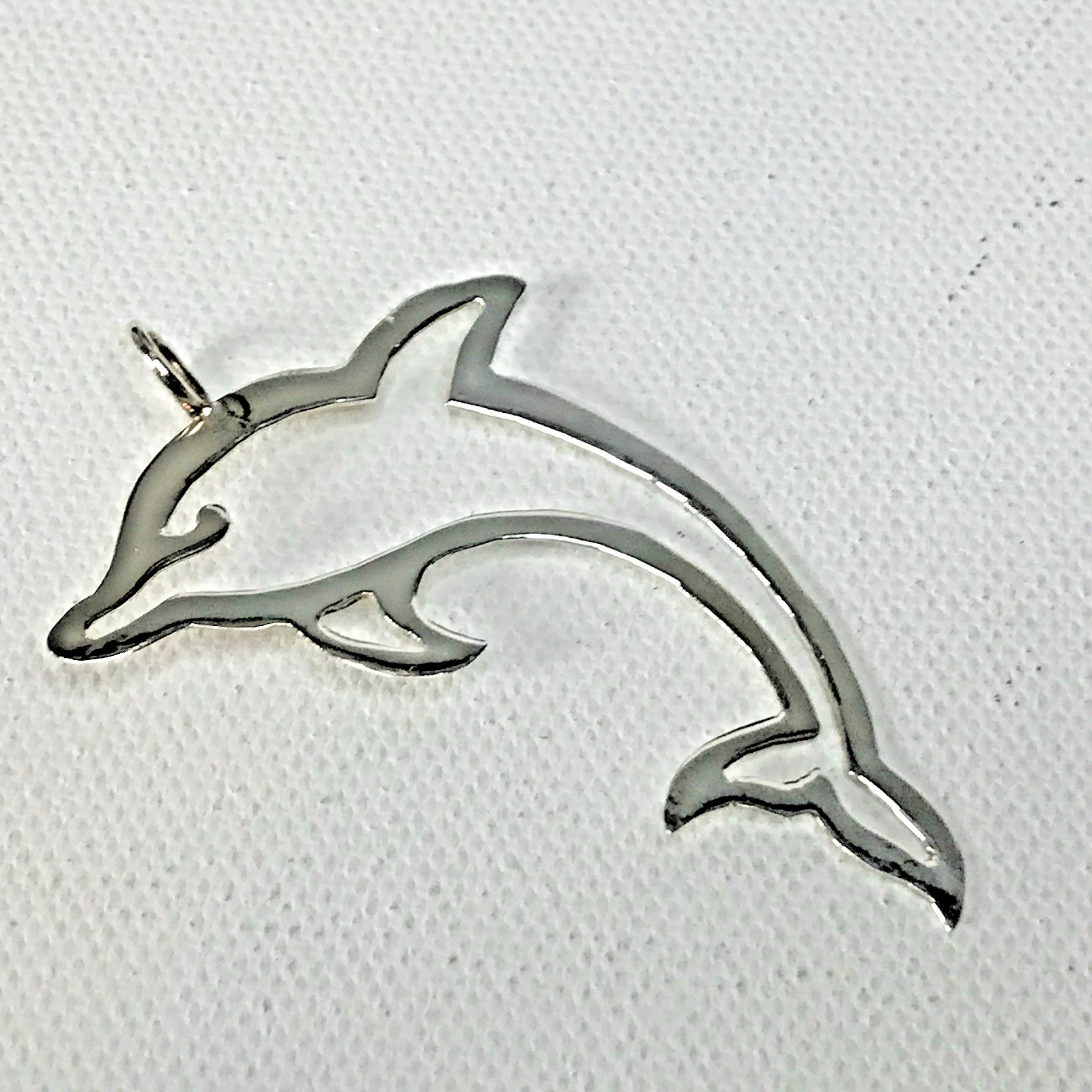 .925 Sterling Silver Dolphins Cutout Pendant 2grams